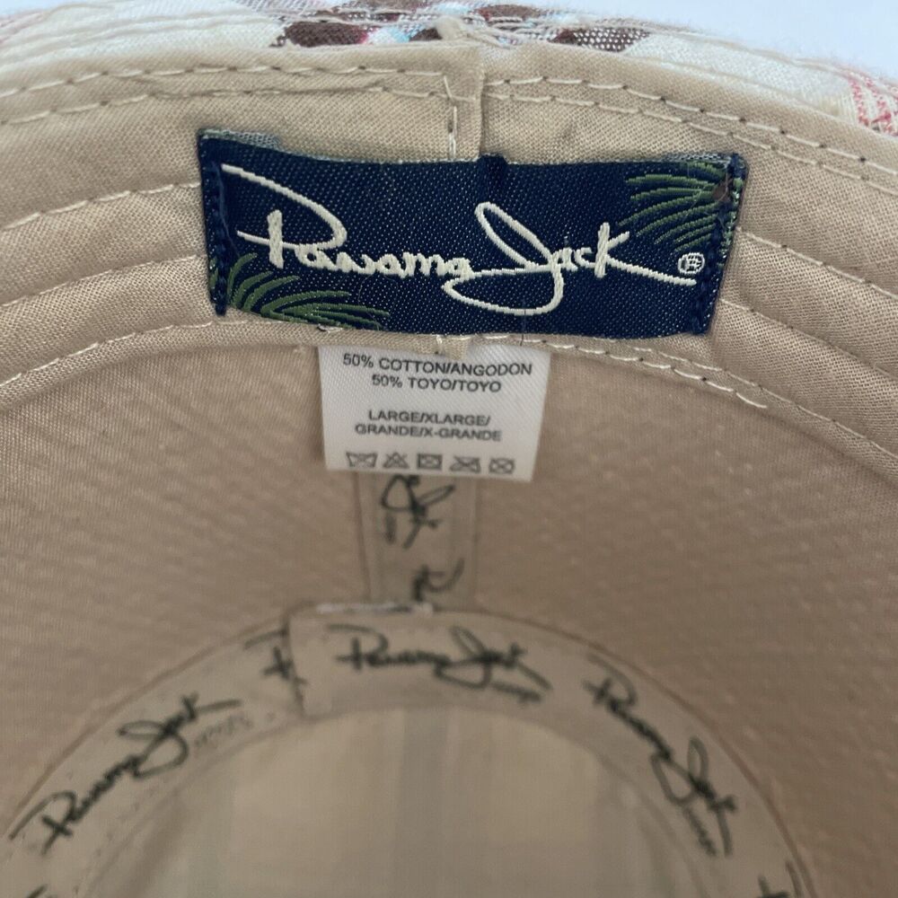 Vintage Panama Jack Fedora Palm Tree Plaid Pattern Beachy Preppy EUC LARGE/XL - Picture 9 of 11
